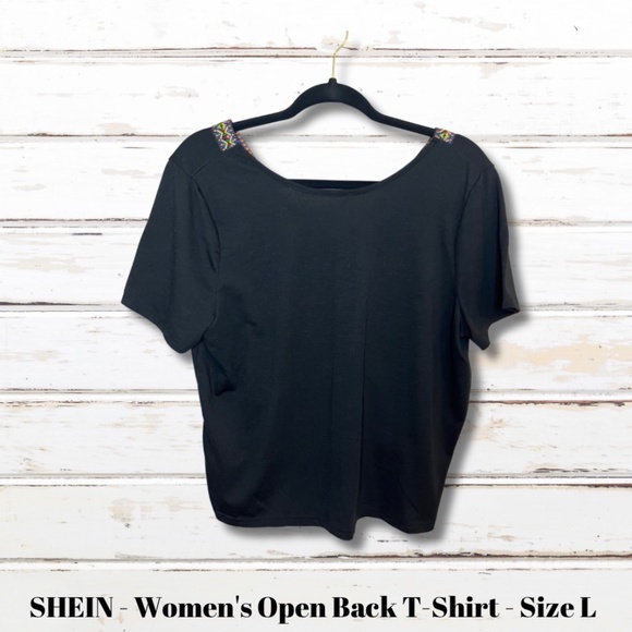 SHEIN Women's Open Back T-Shirt with Colorful Back.  Women's Size Large - Picture 1 of 8